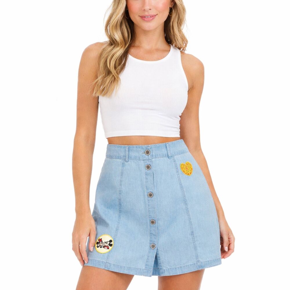 Disney Micky & Minnie Denim A-Line Skirt Size Large NWOT